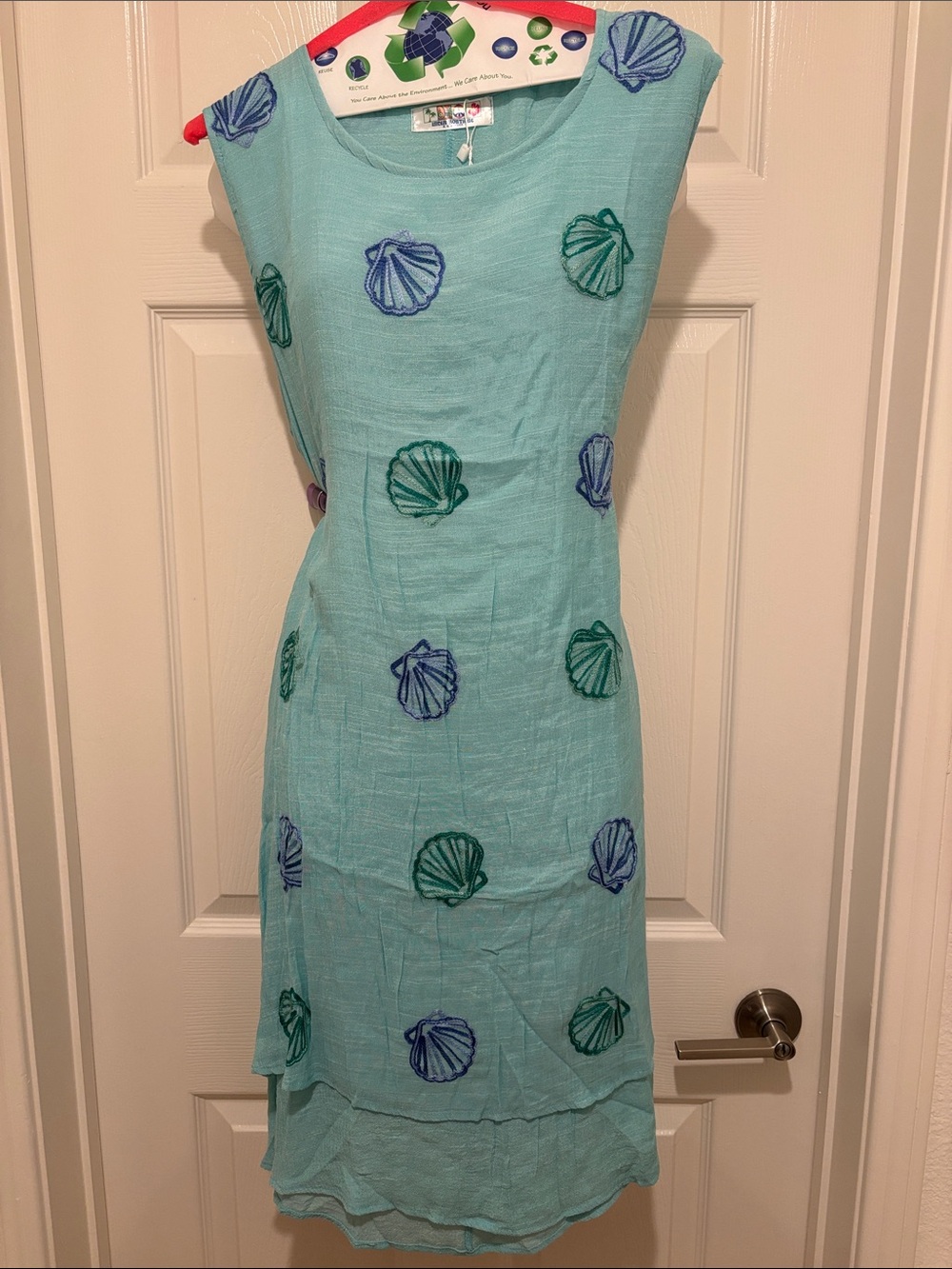 India Boutique Aqua Shell-Embroidered Midi Dress